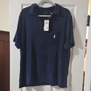 Polo by Ralph Lauren Men's Classic Terry Cloth Navy Polo Shirt